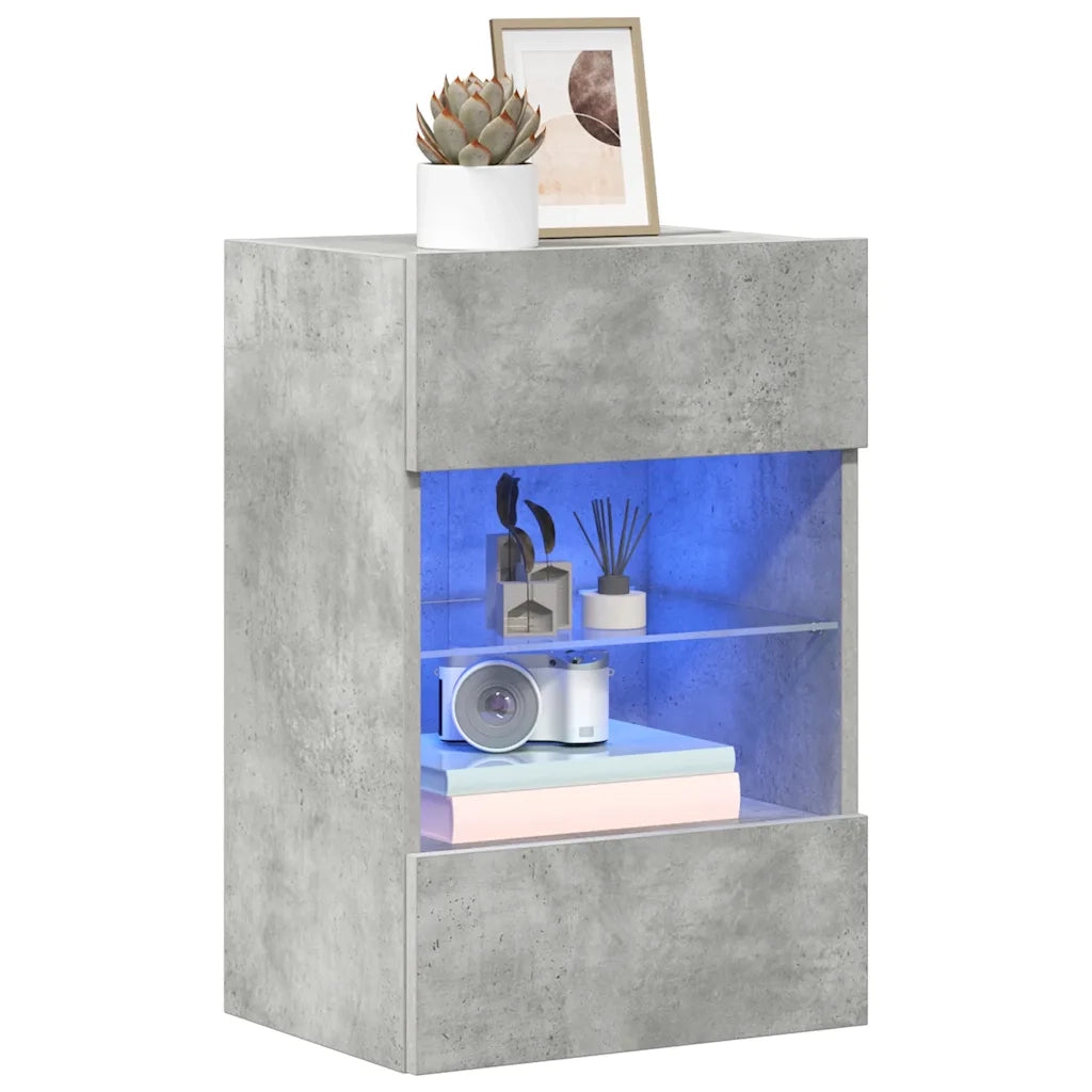 Mobili da parete con luci LED per TV 2pz | Armadietto TV | Mobile Porta TV Grigio Cemento 40x30x60,5cm