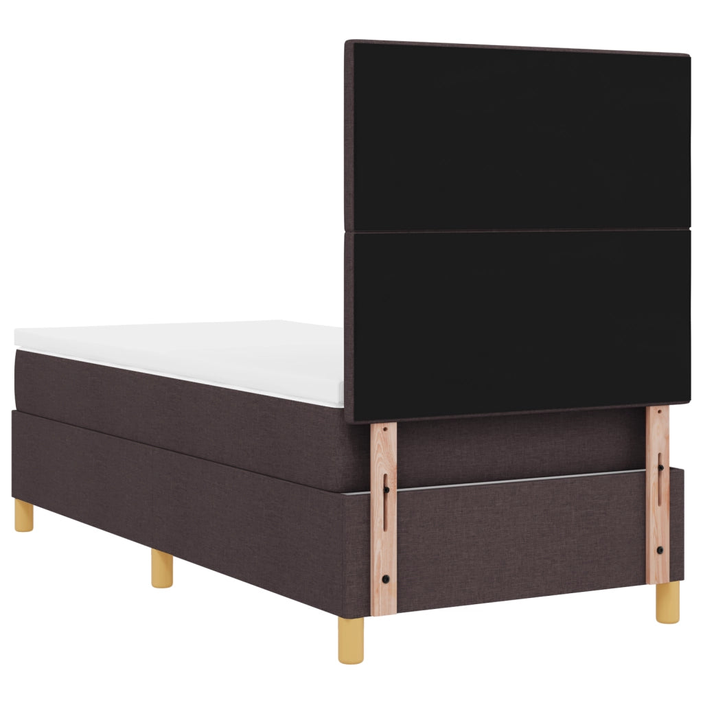 Letto con Box Spring e Materasso Marrone Scuro 90x200 cm Tessuto
