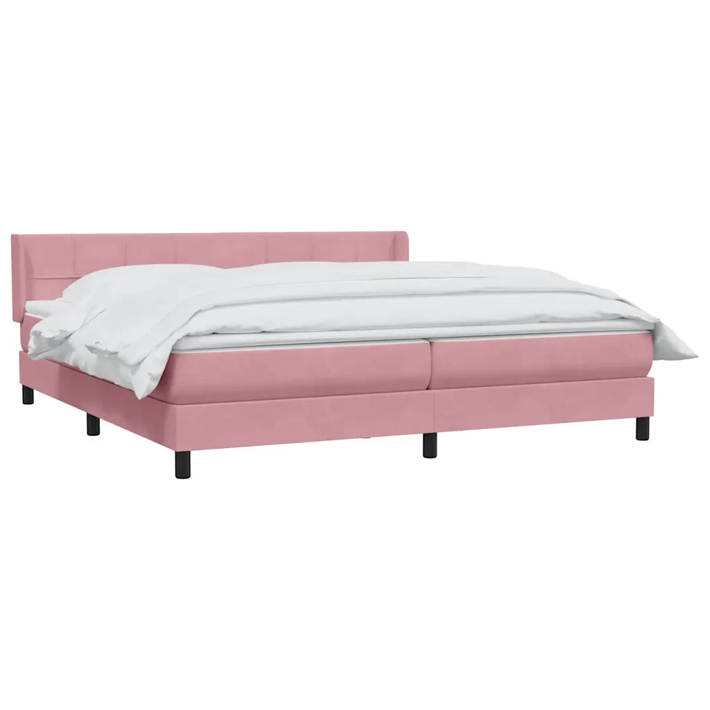 Giroletto a Molle con Materasso Rosa 180x210 cm in Velluto 3318128