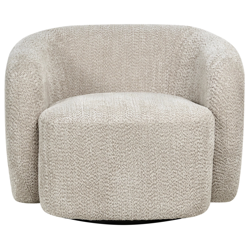 Poltrona girevole moderna Imbottitura in poliestere con braccioli Seduta ampia Soggiorno Beige