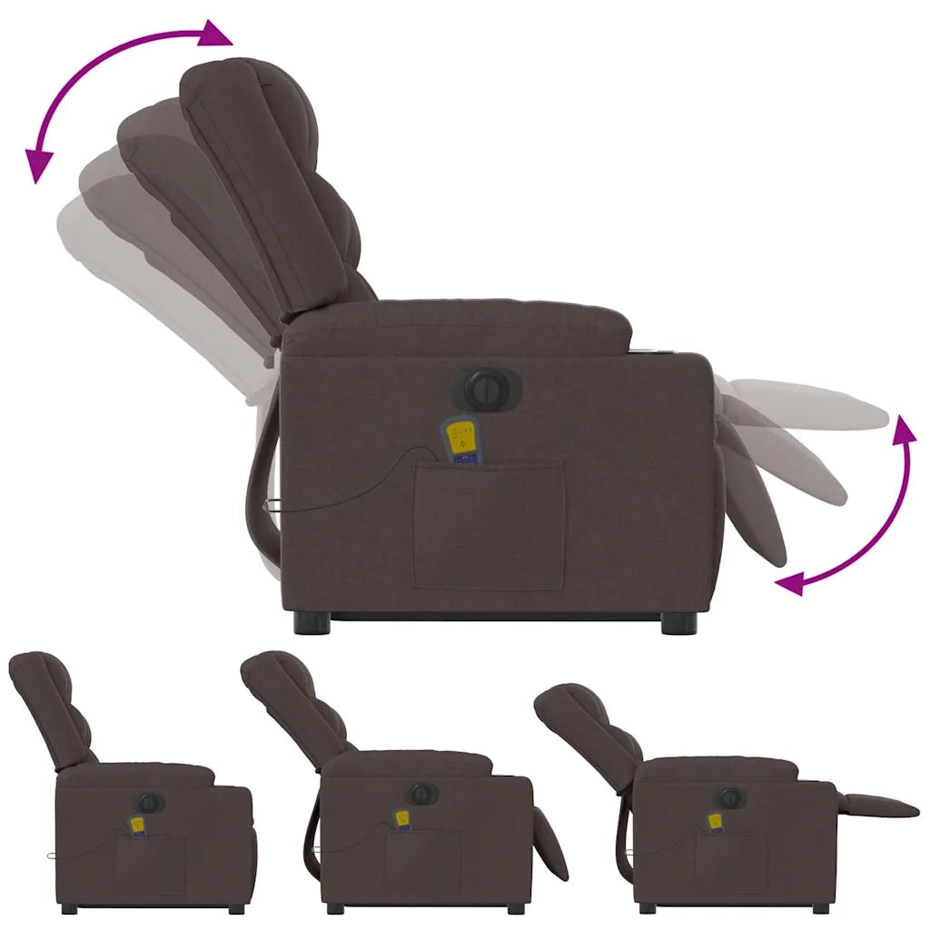 Poltrona Alzapersona Massaggio Elettrica Marrone Scuro Tessuto 3310284