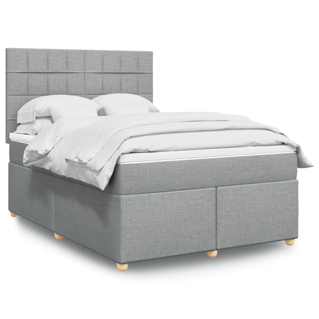 Giroletto a Molle con Materasso Grigio Chiaro 140x200cm Tessuto