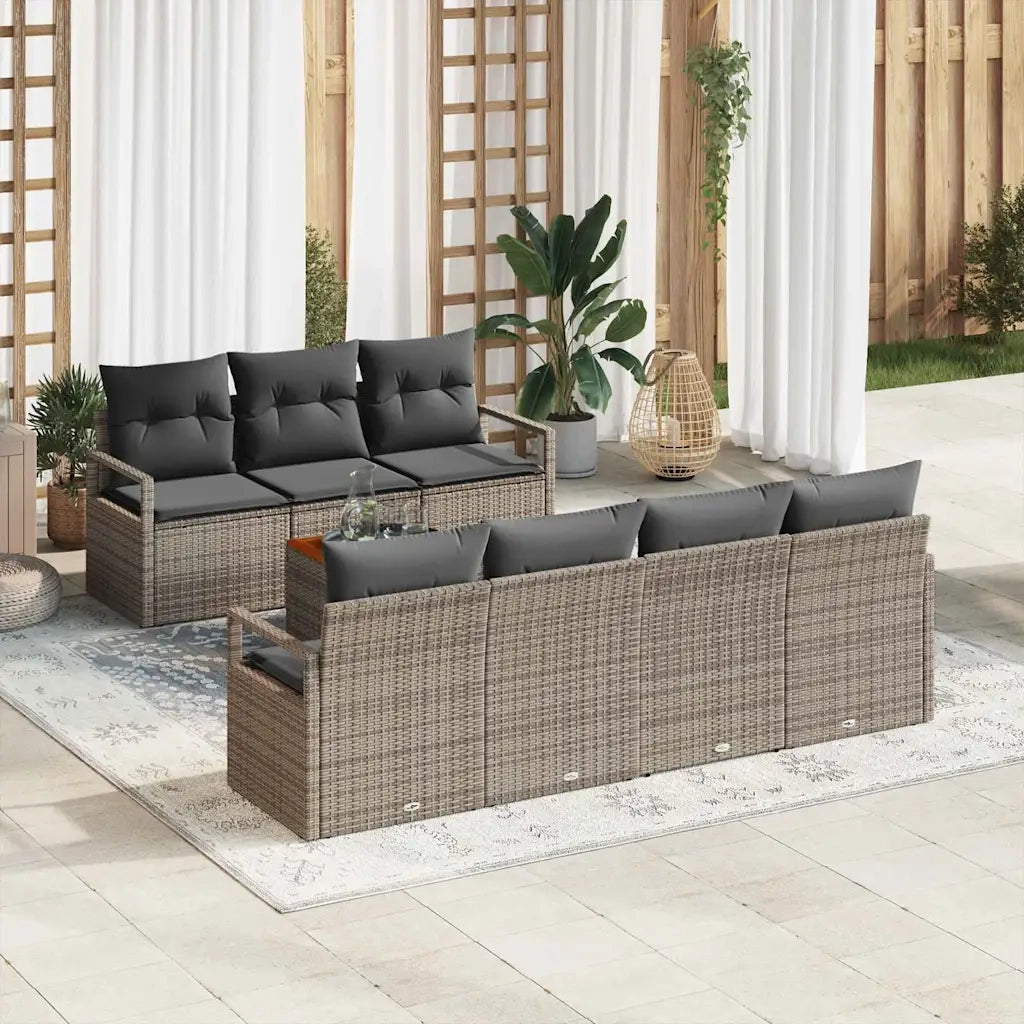 Set Divano da Giardino con cuscino 8 pcs Grigio polyrattan 3347664