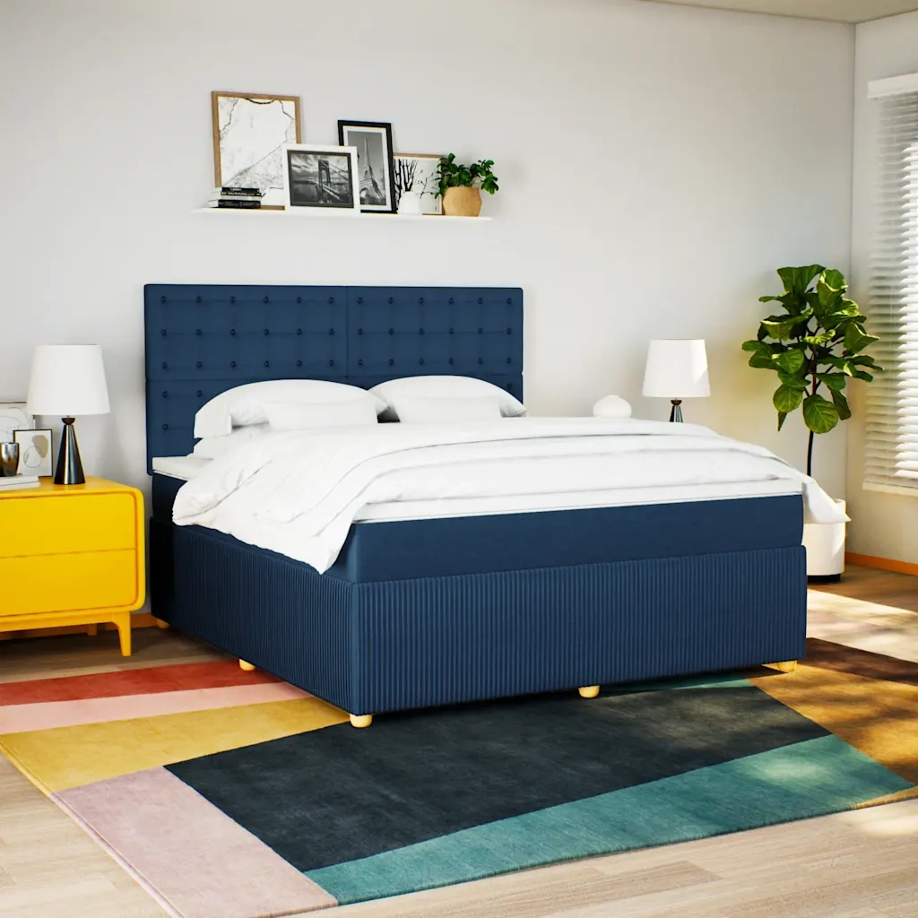 Giroletto a Molle con Materasso Blu 180x200 cm in Tessuto 3294455