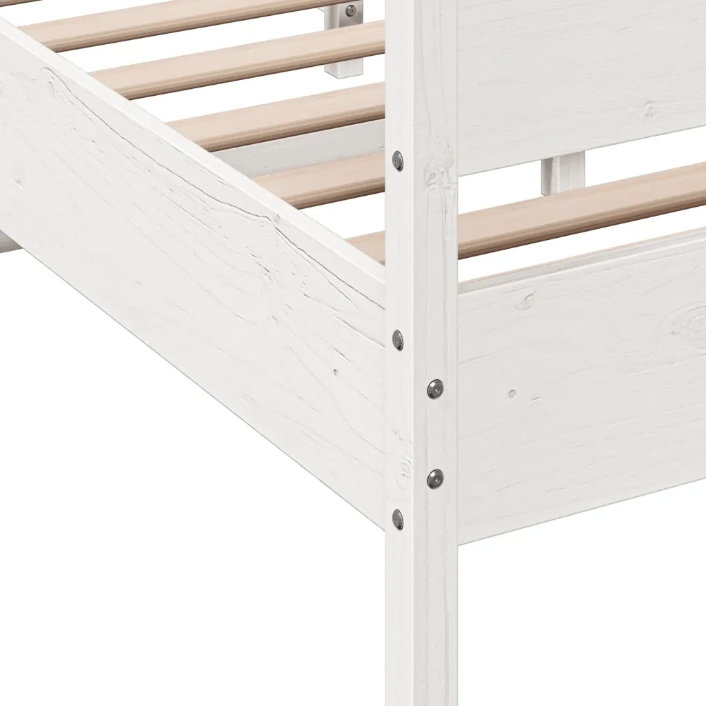 Letto matrimoniale | Letto per adulti | Letto senza Materasso Bianco 135x190 cm Legno Massello di Pino