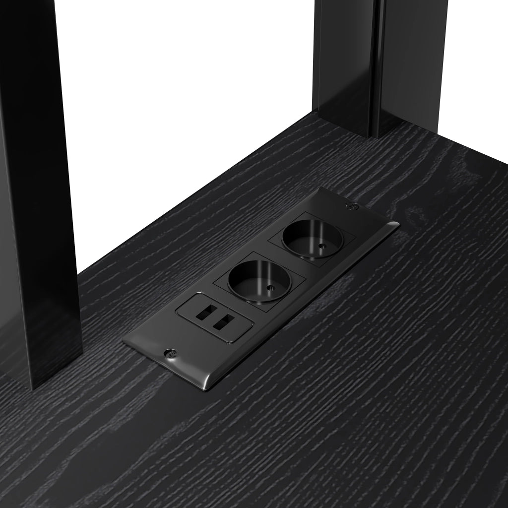 Letto a soppalco 140 × 200 cm con scrivania, armadio aperto, scale contenitore e LED regolabile, senza materasso, in metallo e MDF, nero