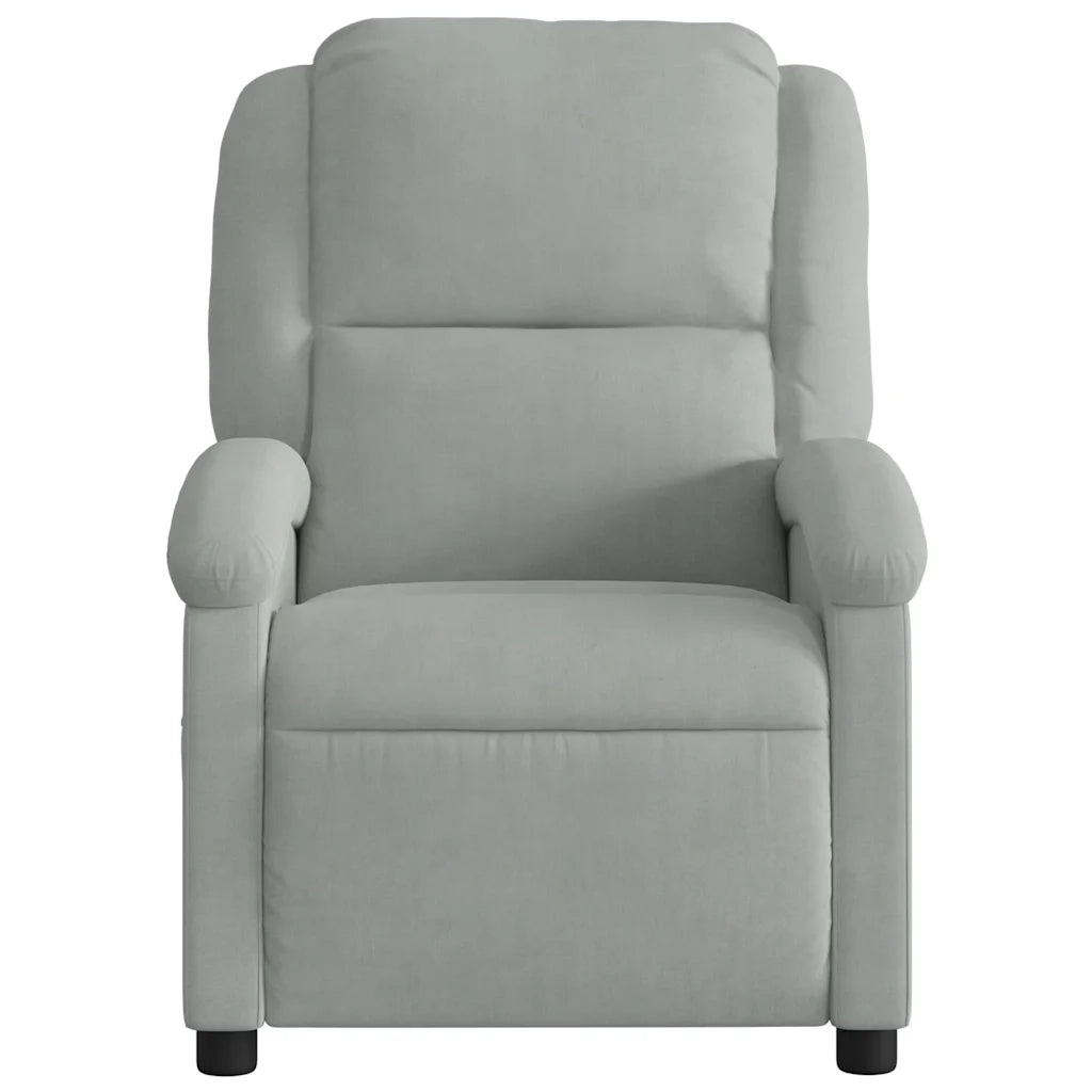 Poltrona | Sedia Relax Elettrica Massaggi Reclinabile Grigio Chiaro Velluto