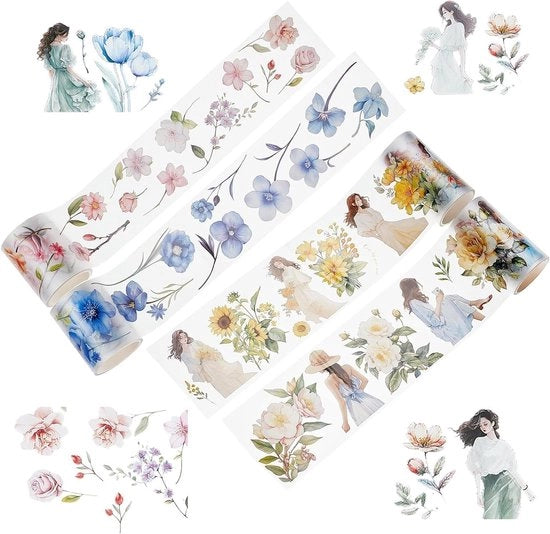 Tape adesivo a rulli 4 con forma di fiori per scrapbooking e decorazione