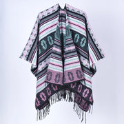 Sciarpa retr¨° boh¨¦mien con nappe per donna, mantello spesso