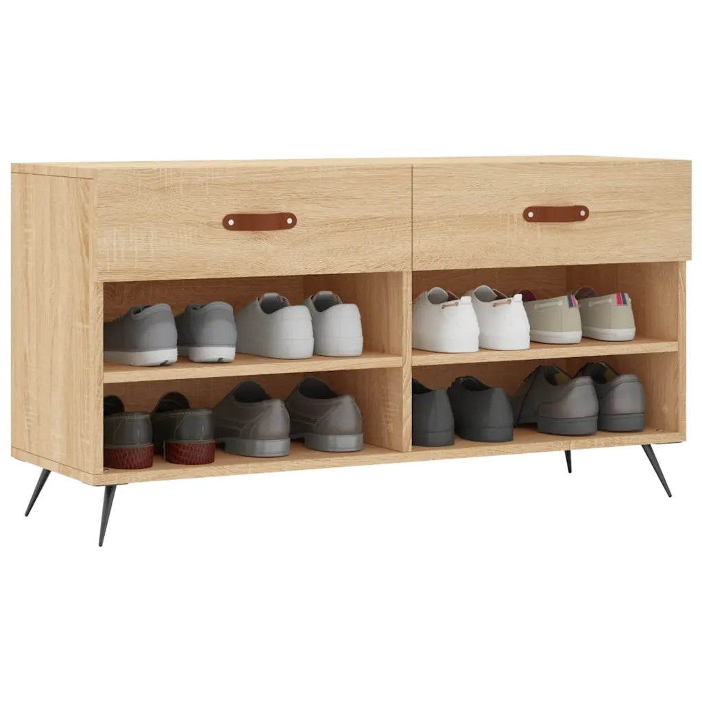 Panca Porta Scarpe | Scarpiera | Mobile per scarpe Rovere Sonoma 102x35x55 cm Legno Multistrato