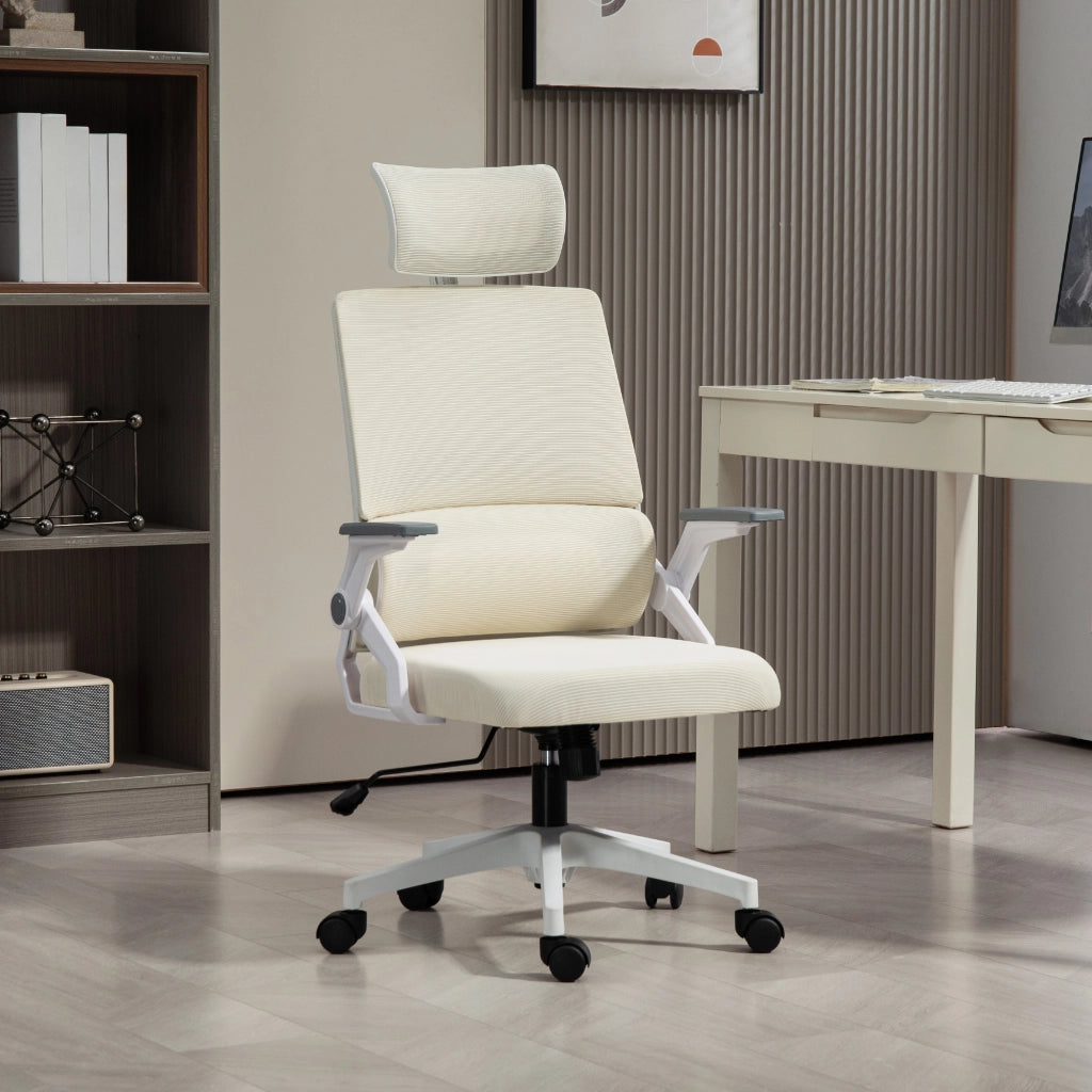Sedia da Ufficio in Rete ¨C zephmum ¨C Regolabile in Altezza con Schienale e Braccioli Beige