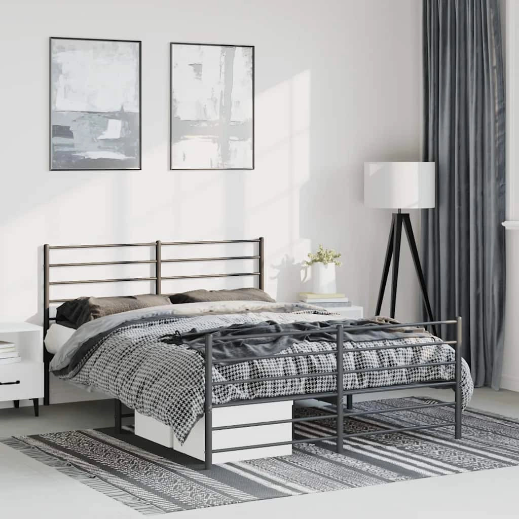 Giroletto con Testiera e Pediera Metallo Nero 135x190 cmcod mxl 80543