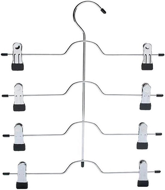 Hangers per abito in metallo spaziali per 4 abiti, con clip. Organizza e appendi pantaloni.