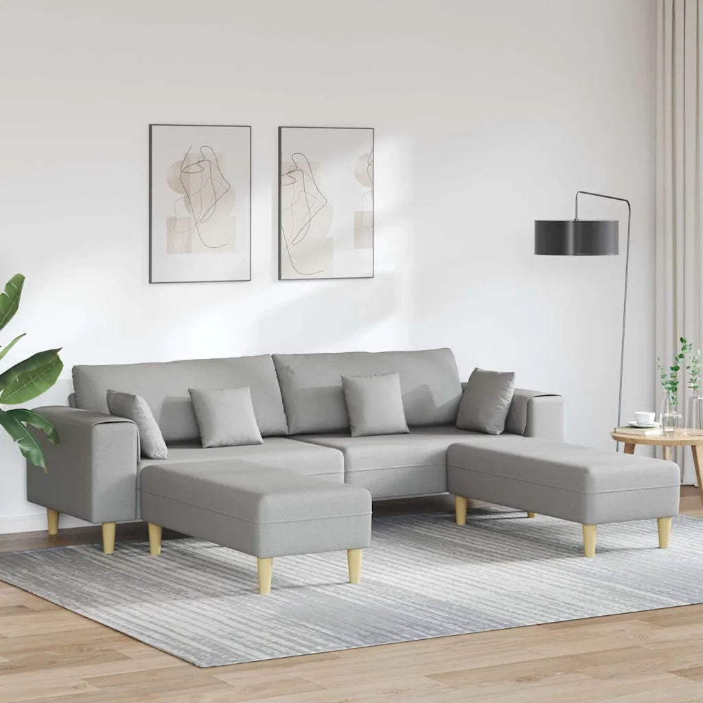 Divano in tessuto con cuscino 3 pcs Grigio Nuvola 208 cm Tessuto