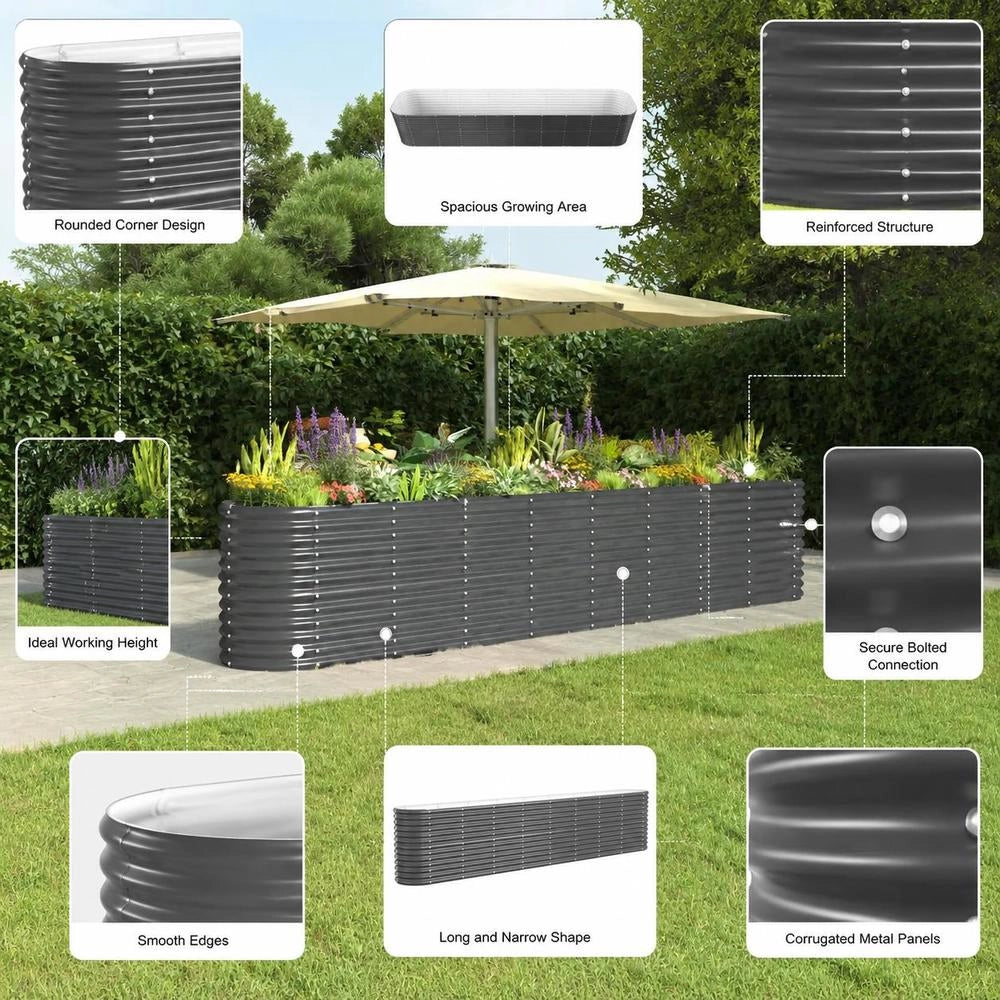 Raised Bed Galvanized Steel 332x40x68 Cm Anthracite