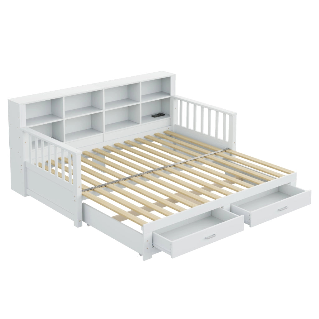DIVANO LETTO ESTRAIBILE 90x190/180x190 CM LEGNO BIANCO