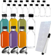 Set di contenitori per whiskey in vetro da 12 mini fiaschi da 2oz con beccuccio, con rilascio chiaro di bottiglie Boston rotonde, non per oli essenziali, gocce di zenzero, whiskey e decorazione di matrimonio