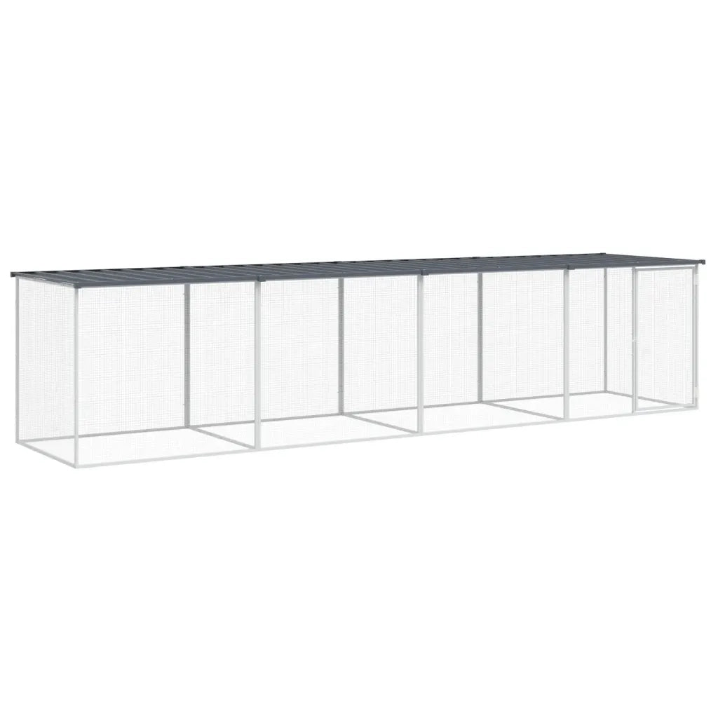 Gabbia Polli con Tetto Antracite 403x98x90 cm Acciaio Zincato