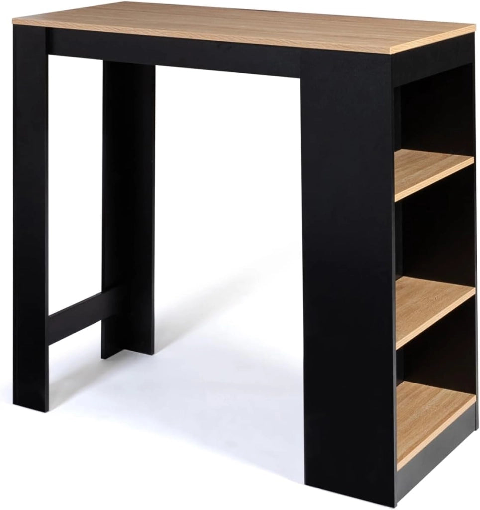 Tavolo da bar BARTH per 2-4 persone, legno nero, piano in faggio