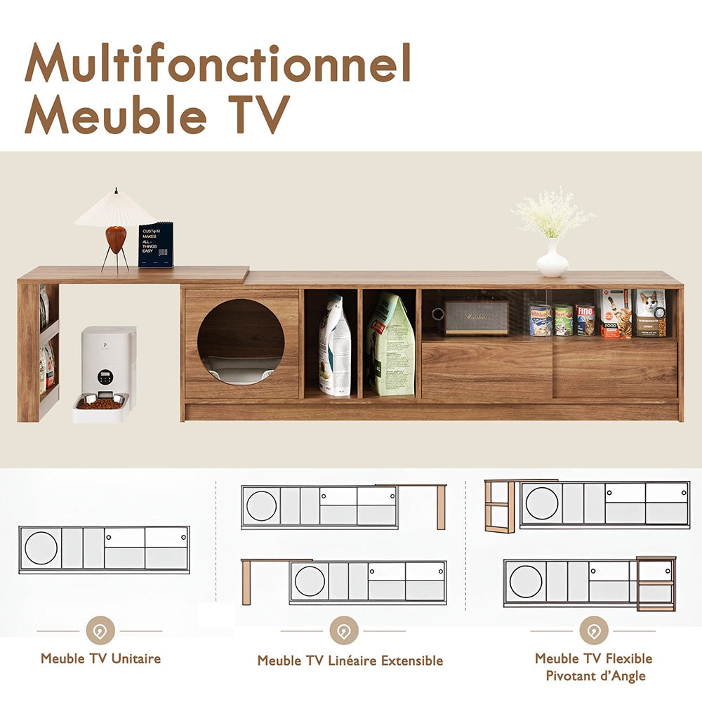 Mobile TV girevole - Xylo - 180(+80)x40x50 cm per animali