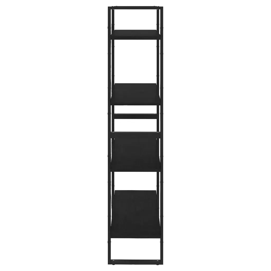 Libreria a 4 Ripiani Nera 80x30x140 cm in Massello di Pino 806466