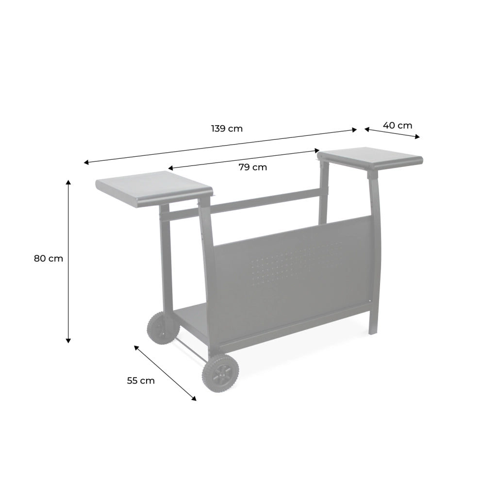 Carrello per piastra plancha porthos 4 bruciatori, nero