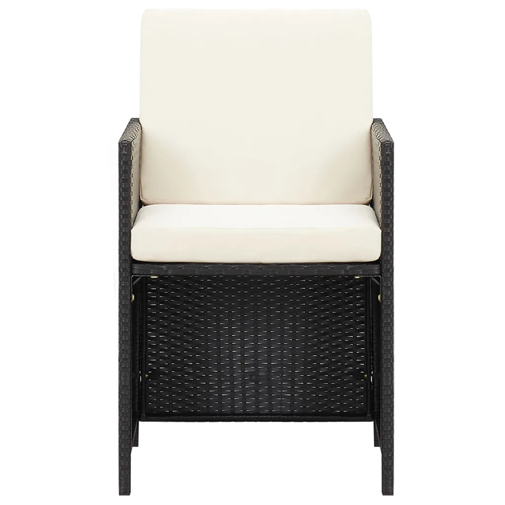 Set da Pranzo da Giardino 21 pz con Cuscini in Polyrattan Nero 3095684