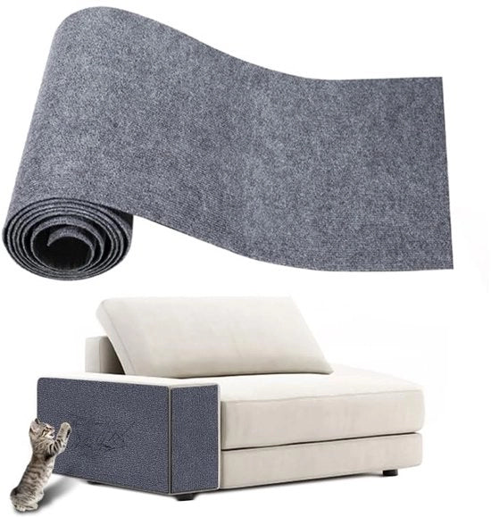 Krabbamatta per gatti, 300 cm x 40 cm, adesiva autoattaccante, tagliabile per la protezione di poltrone, tavoli e pareti (grigio chiaro)