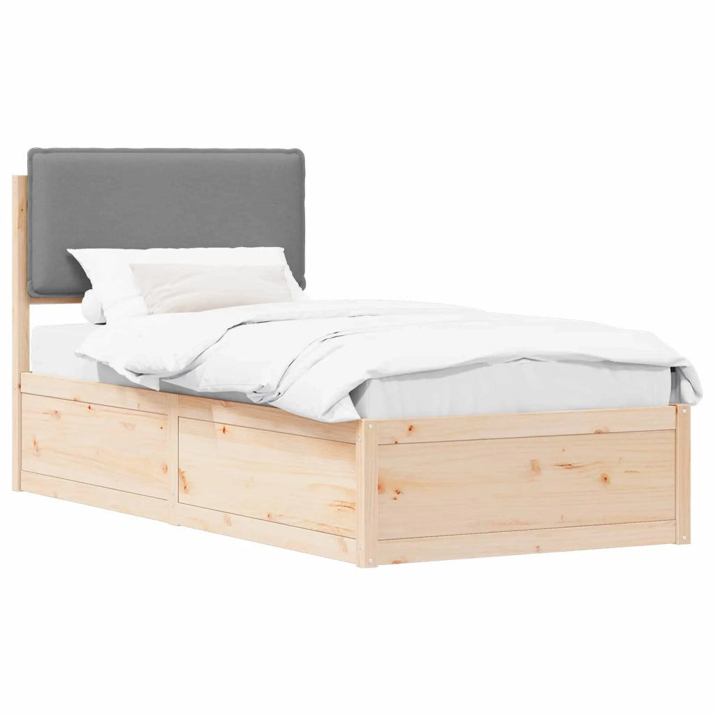 Letto con Testiera Rivestita Grigio chiaro 90 x 190 cm