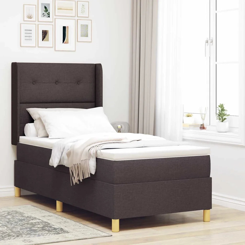 Letto a molle con testiera Marrone Scuro 100 x 200 cm Tessuto 3341822