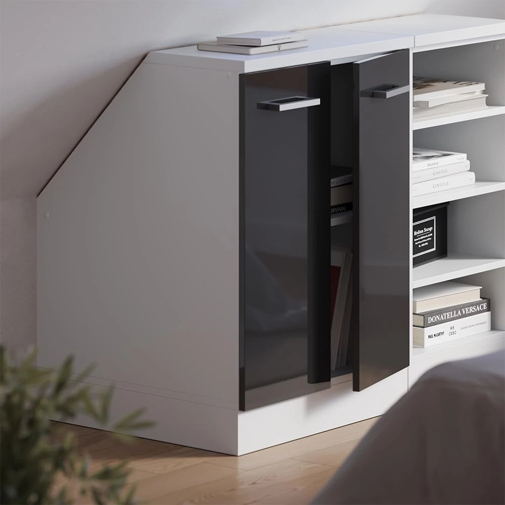 Mobile sottotetto Rion, Antracite lucido, 60 x 81.6 cm con 2 porte, carcassa 60 cm profondità, adatto per il salvaspazio sotto tetti spioventi