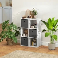 Mobile Multiuso con 6 Scomparti e 3 Cassetti in Tessuto, 53,7x30x79,8 cm, Grigio