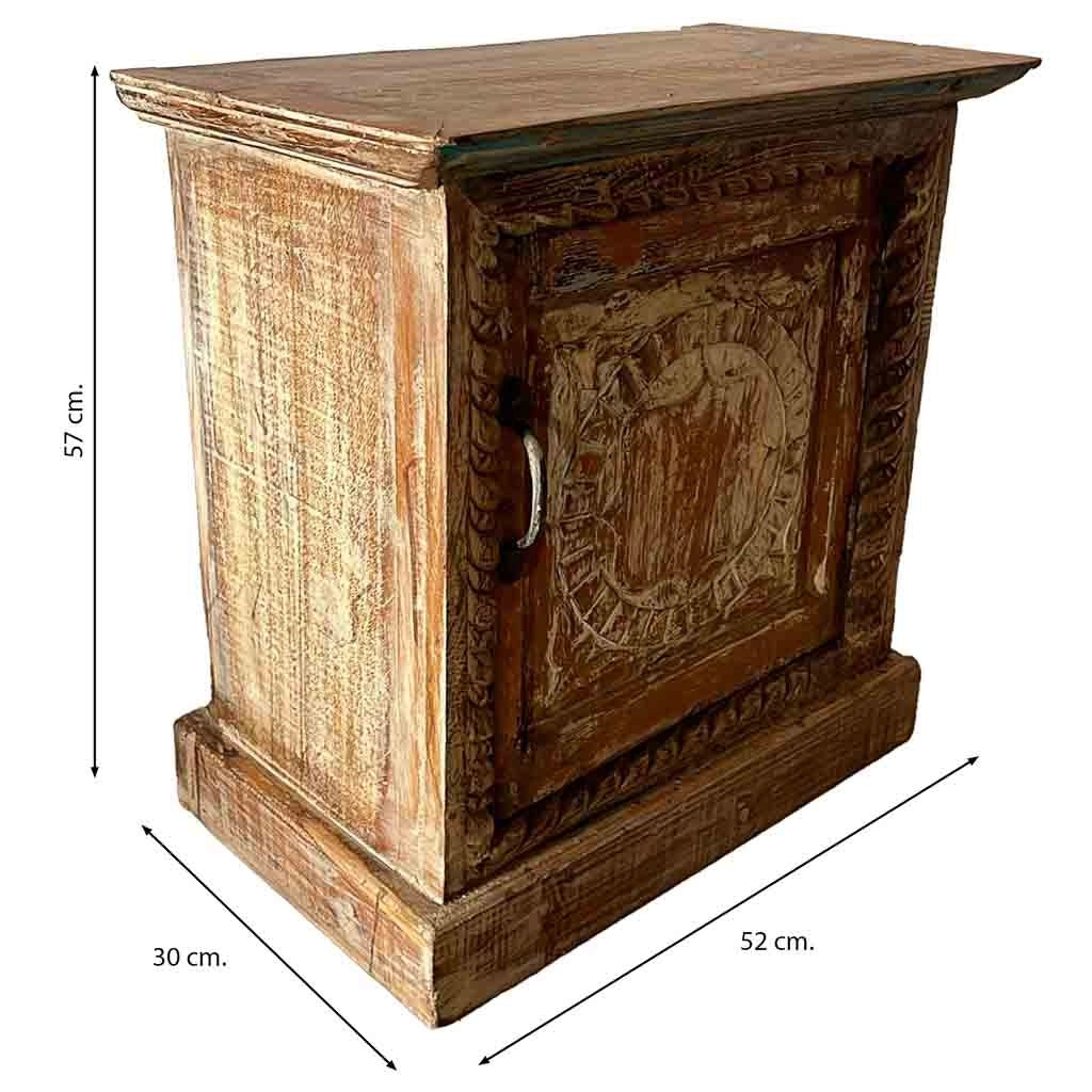 Tavolo in legno finitura artigianale marrone 52x30x57h cm