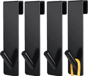 Haken per doccia senza forare - grilletti in acciaio inossidabile per parete doccia - 4 pezzi di grilletti per asciugamano - nero - cabina doccia bagno - protezione in gomma