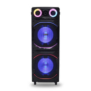 Cassa bluetooth portatile da festa 2000W PMPO, doppio altoparlante 12 pollici, karaoke con microfono wireless, luci LED multicolore - SOGO
