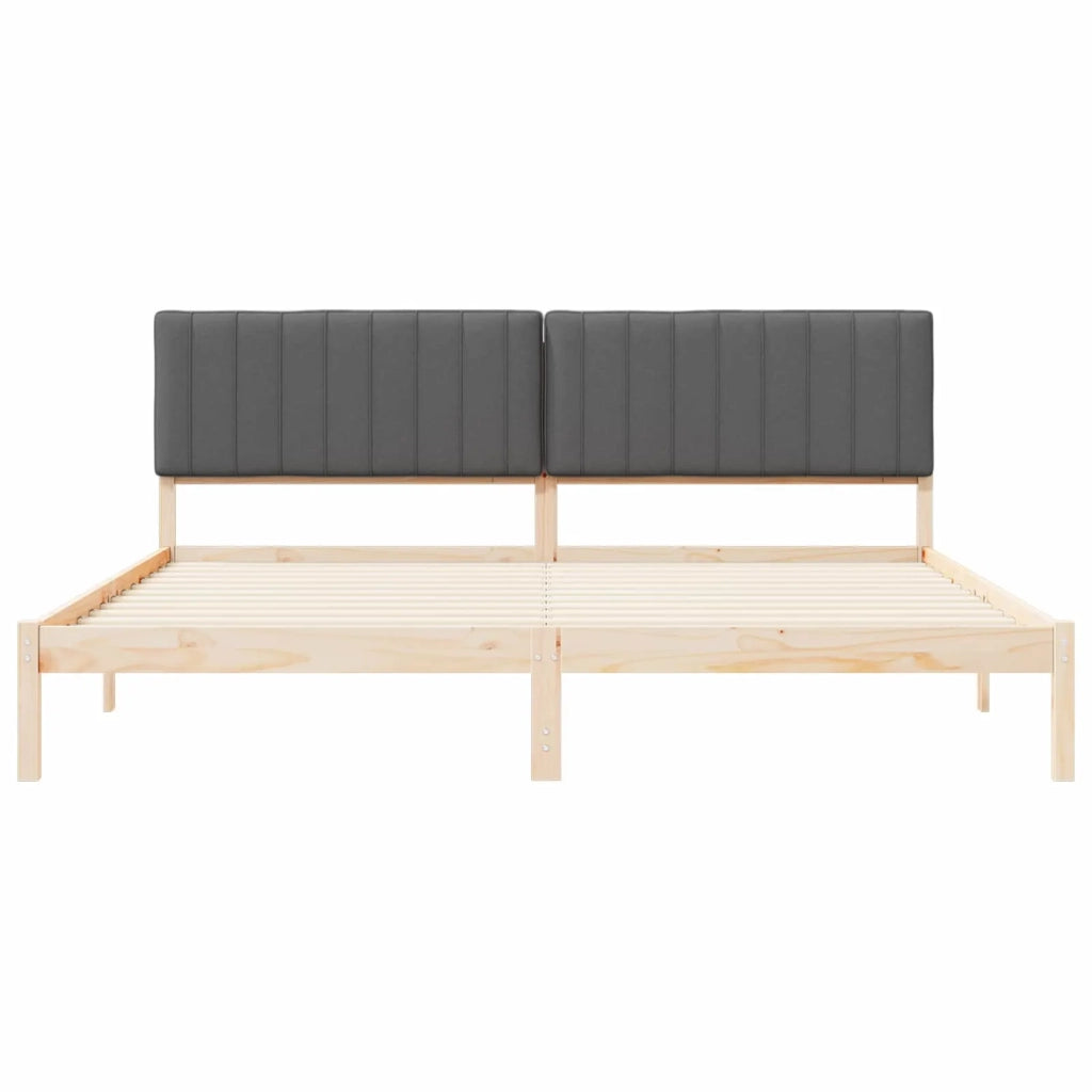 Letto con Testiera Rivestita Grigio scuro 200 x 200 cm