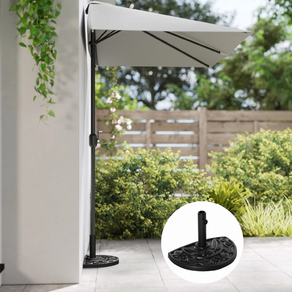 Base per Ombrellone Semicircolare da 9 kg in HDPE e Cemento Ø50x32x32 cm Nero Resistente e Stabile per Giardino e Balcone