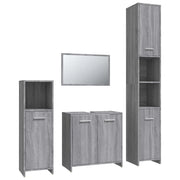 Set Mobili da Bagno | Armadio da bagno 4 pz Grigio Sonoma in Legno Multistrato