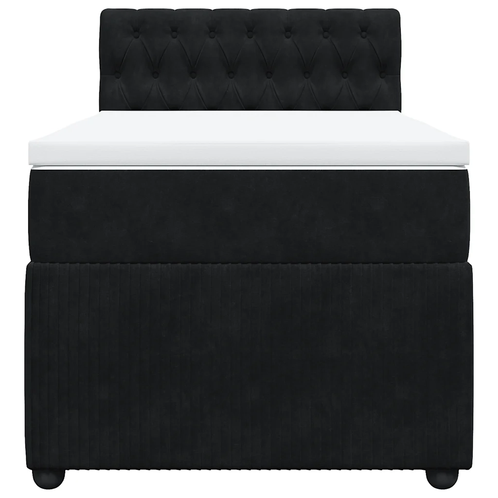 Giroletto a Molle con Materasso-Struttura Letto Nero 80x200 cm in Velluto 356694