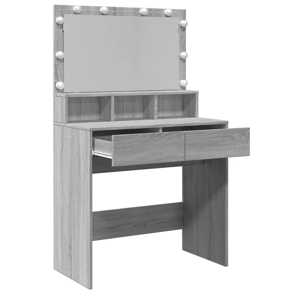 Toeletta | Tavolo da Trucco con LED Grigio Sonoma 80x41x134,5 cm