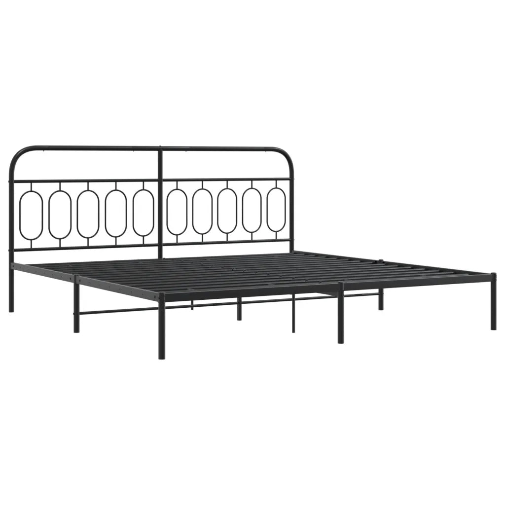 Letto matrimoniale | Letto per adulti | Giroletto con Testiera in Metallo Nero 200x200 cm