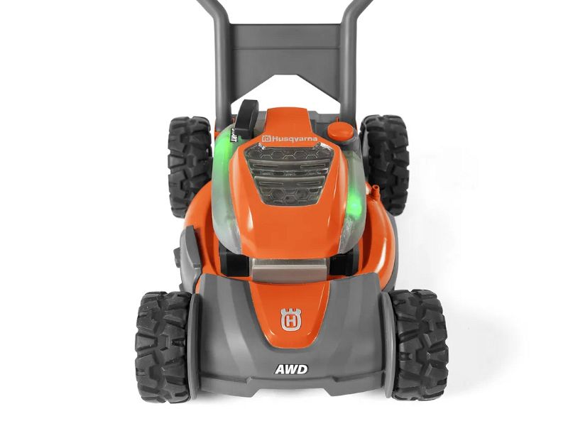 Tagliaerba giocattolo Husqvarna con pulsante di avviamento effetto sonoro e luci