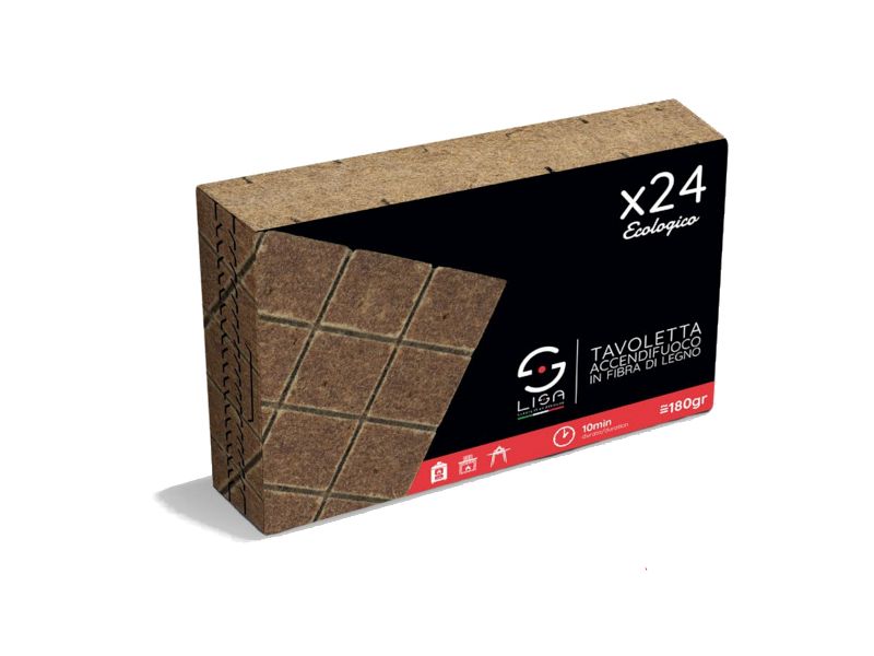 Accendifuoco ecologico 24 pezzi Lisa tavoletta cubi 27x27x18mm cadauno
