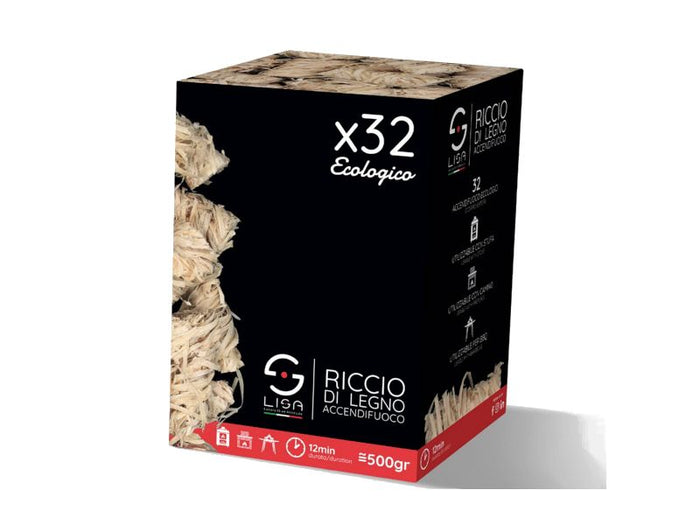 Ricci di legno accendifuoco ecologici 32 pezzi Lisa 55x25x25mm