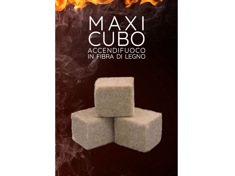 Maxi cubo accendifuoco in fibra di legno 40 pezzi 35x27x27 mm Lisa