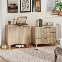 Cassettiera 3 Cassetti in Legno per Camera e Ingresso Stile Nordico, 80x40x77.5 cm, Rovere