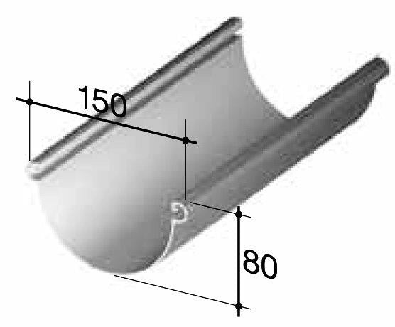 Gronda in polimglass sistema "luna"mt 4 : Colore - Rame antico