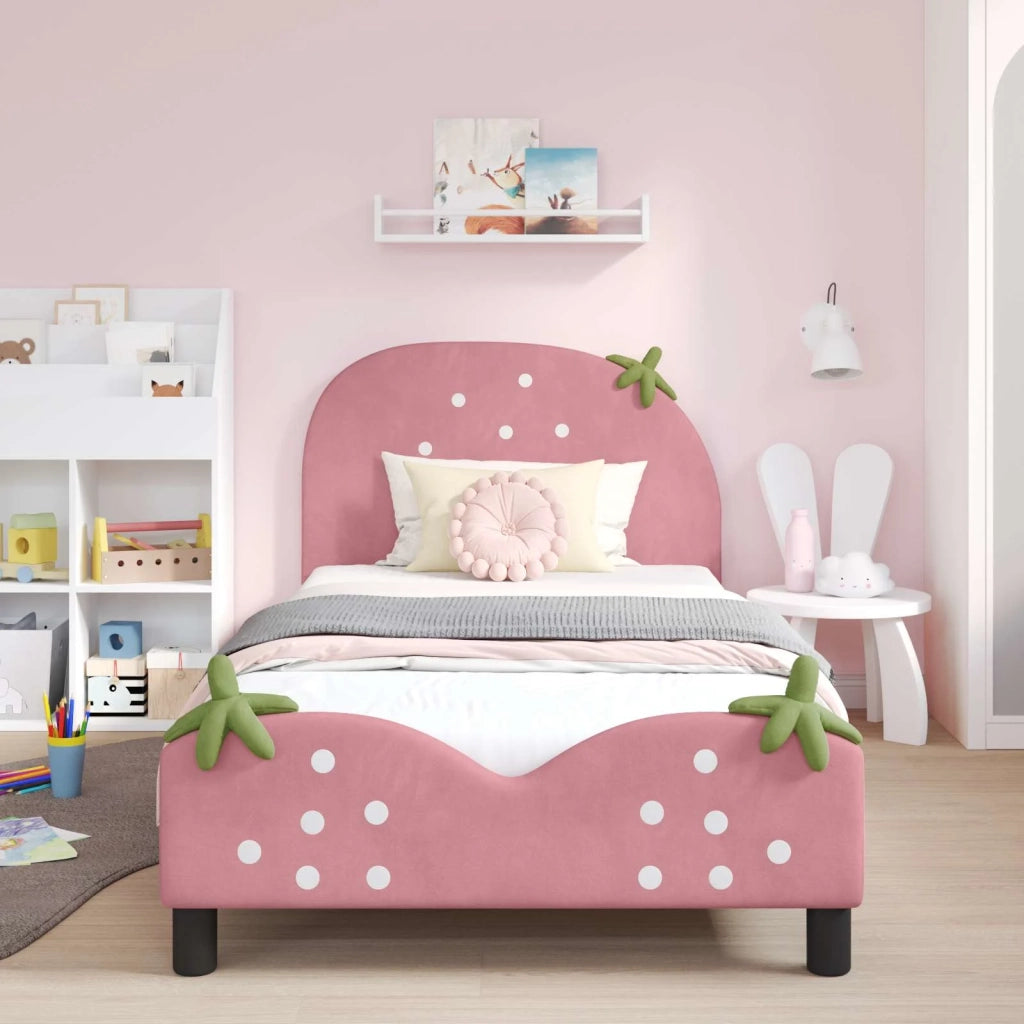 Struttura letto bambini con testata Rosa 90 x 200 cm Velluto 42011078