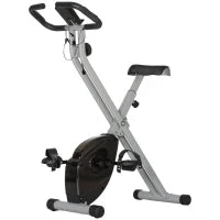 Cyclette Pieghevole Magnetica a 8 Livelli con Display LCD, Rotelle e Sellino Regolabile, Grigio e Nero