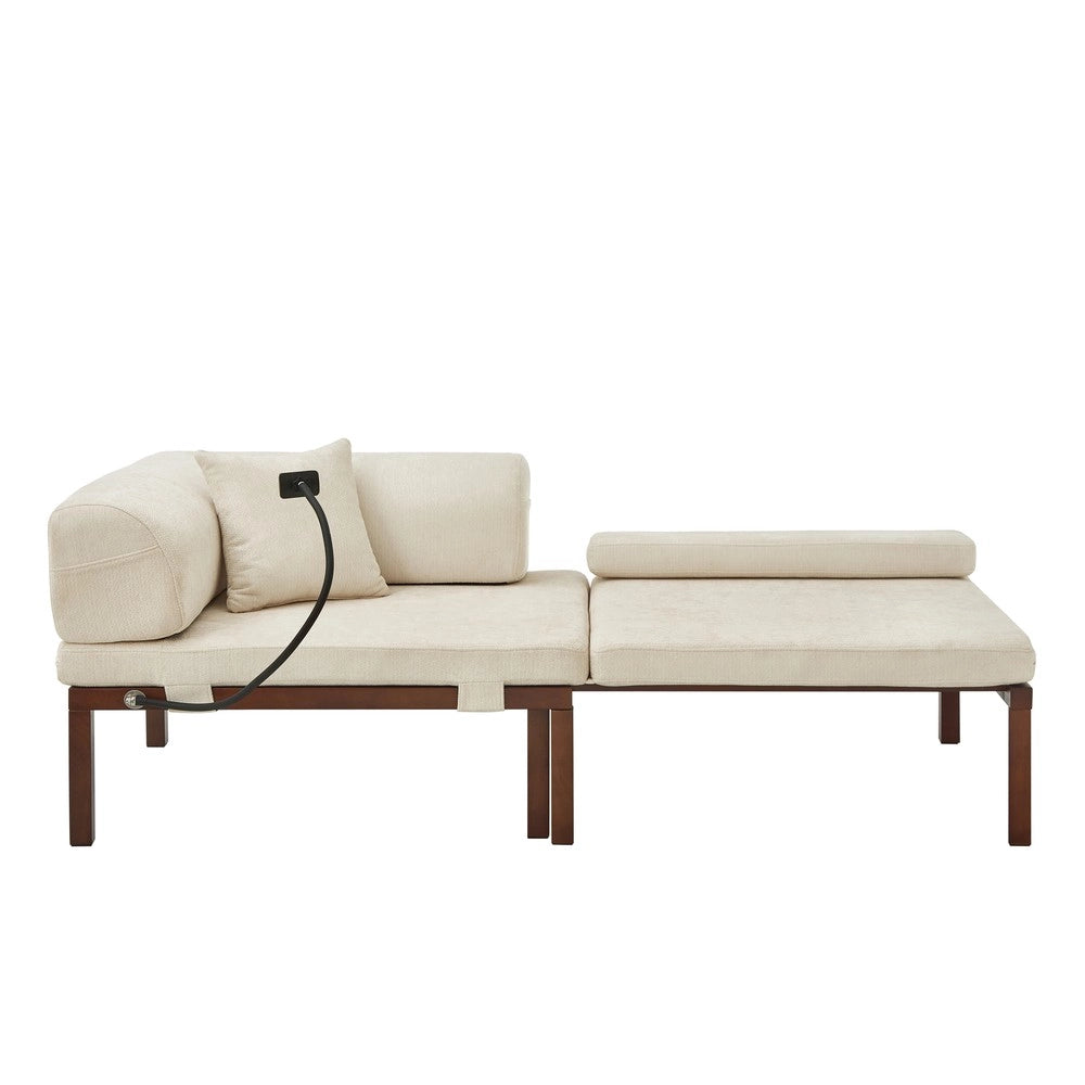 Divano Letto Singolo Estraibile in Legno Massello ¨C Xylo ¨C Beige